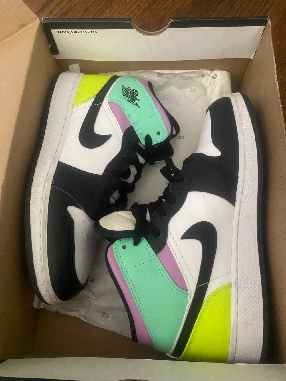 Nike Air Jordan 1 Mid - Black White Mint Purple Neon Yellow